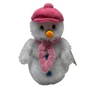 NWT Aurora Frostbite the Snowman Plush Stuffed Animal pink hat scarf